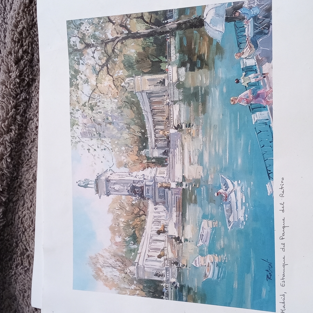 Lithograph Madrid Estauque Del Parque Del Retiro